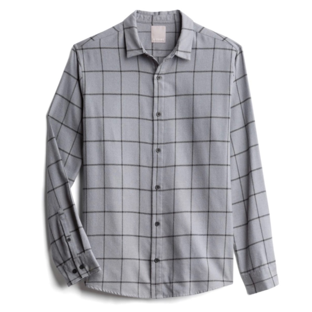 Men’s Gray Flannel Button Down Shirt